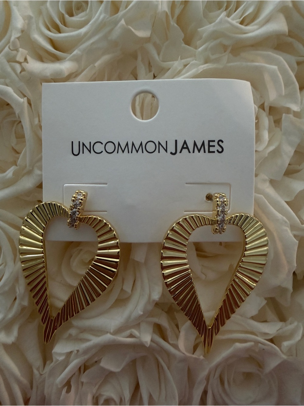 Uncommon James Honeymoon Gold Textured Heart Drop Earrings
